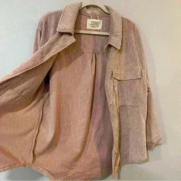 Ashley By 26 International Dusty Rose Pink Corduroy Shacket Shirt Jacket Size M - Picture 5 of 6
